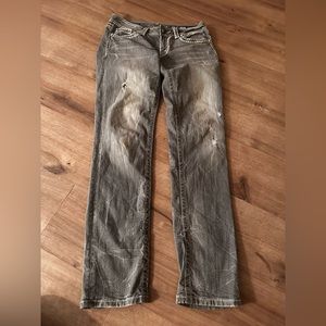 Miss Me JY50145 Skinny Distressed Womens Size 30 Gray Denim Jeans.